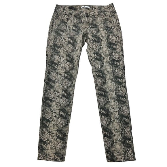 Cabi Diamondback Snake Print Slim Jeans Womens Size 4 Beige/Gray Stretch - Picture 1 of 9